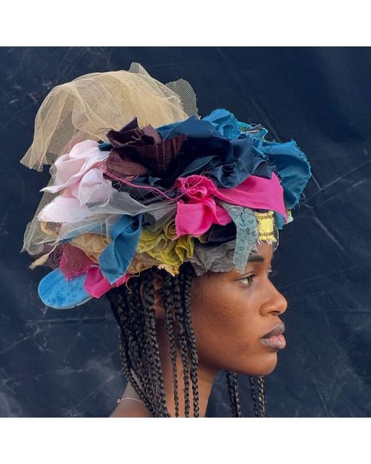Miro Misljen Pink Tulle & Ribbon Sculptural Crown