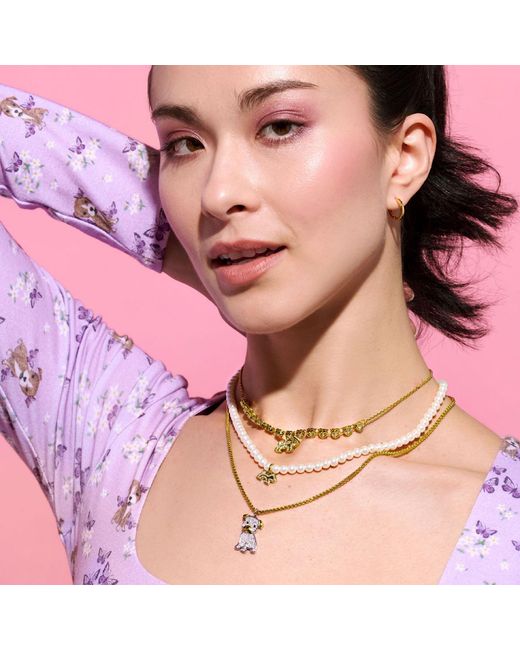 Cloud Haven Metallic Faux-Pearl Logo Pendant Necklace