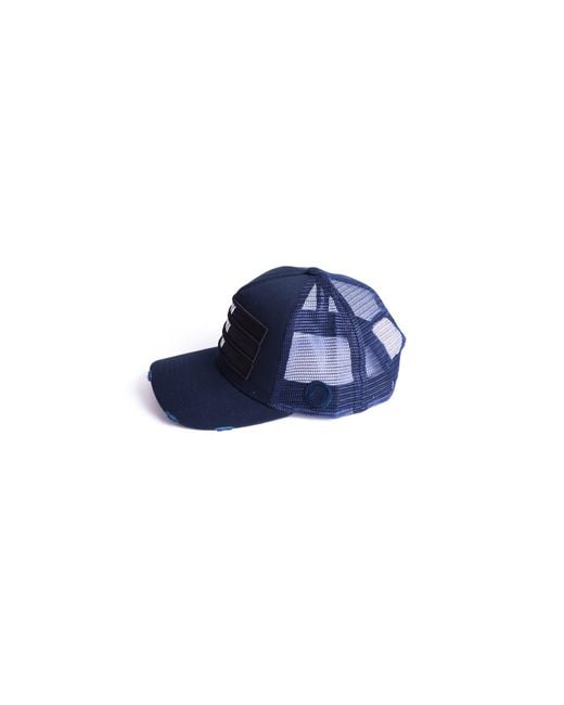 474 co Blue 474 3D Distressed Trucker Hat for men