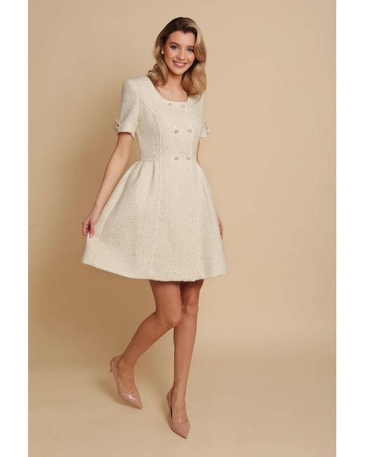 Santinni Natural 'Golden Age' Wool Tweed Dress Coat