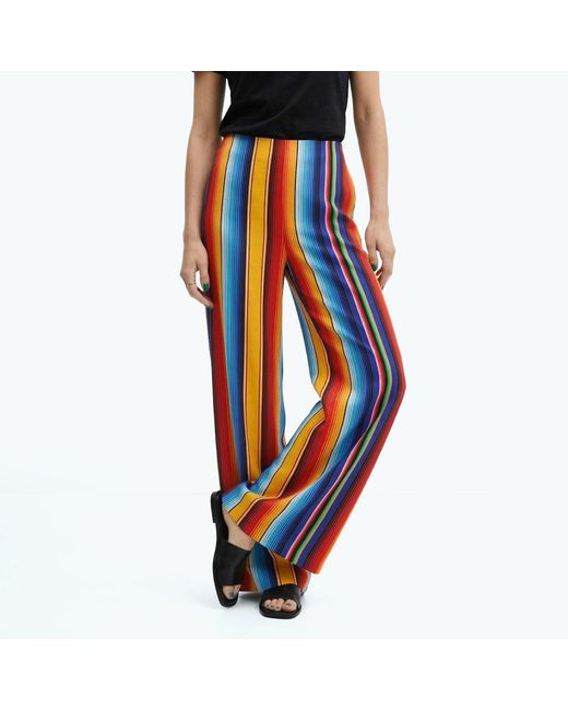 Aloha From Deer Blue Mexican Stripes Long Loose Pants