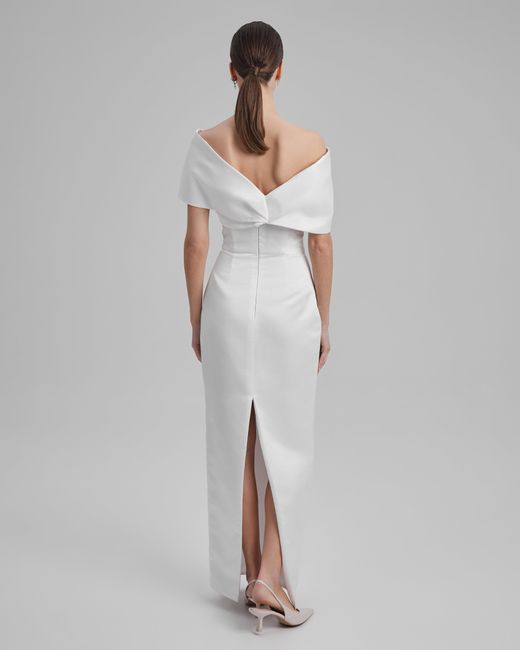 Baé Special Moments White Gigi Dress + Shoulder Bow