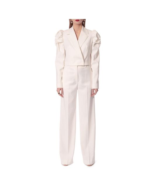 AGGI by HALEWSKI White Naya Aesthetic Short Blazer With Puffed Sleeves