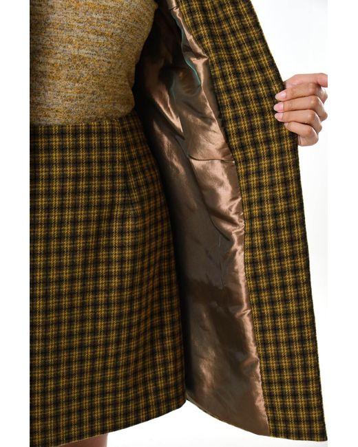 Louche Green Dryden Wyoming Check Faux Fur Collar Coat