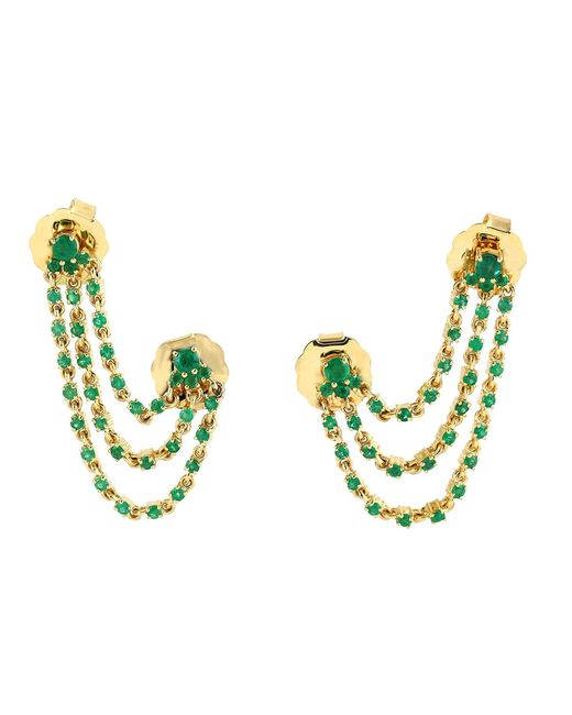 Artisan Metallic Emerald Chain Ear Jacket Earrings