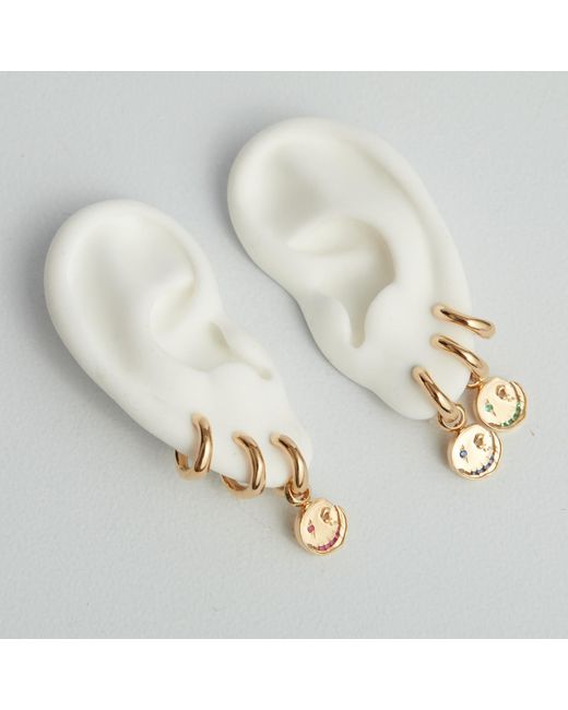 Kasun Metallic Smile Hoop Earrings – September – Sapphire – Plated