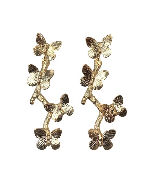 The Pink Reef Metallic Butterfly Twig Earring
