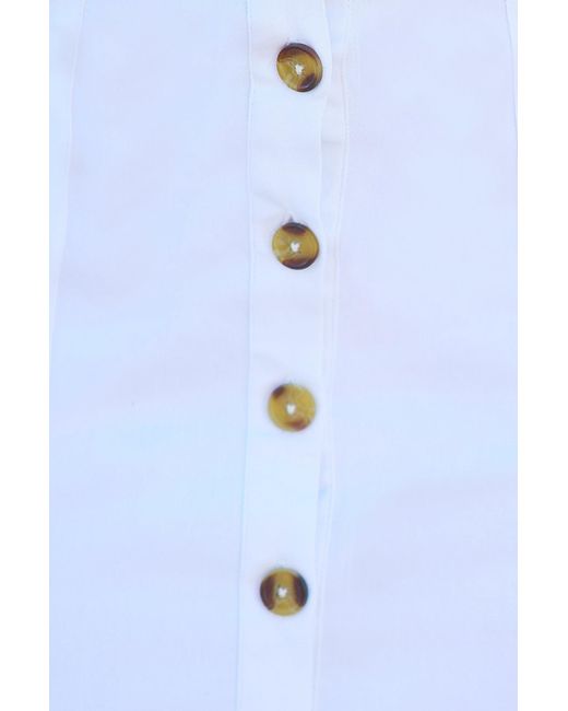 Yumi' White Cotton Stretch Mini Skirt With Button Details