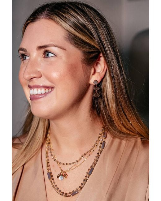Loni Paul Jewelry Metallic Moonstone Baguette Short Necklace