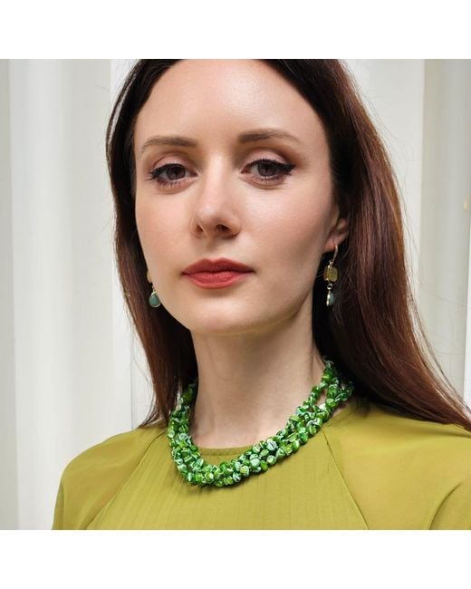 Farra Green Natural Shell Multi-Layers Necklace