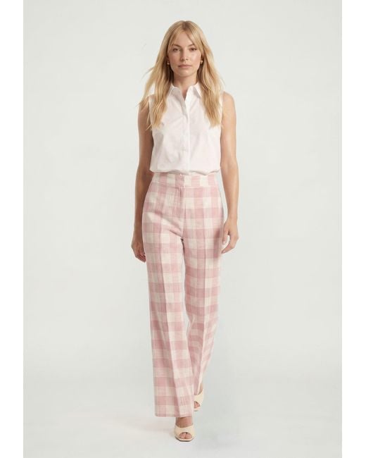 Lily and Lionel Pink Zena Flared Check Trouser