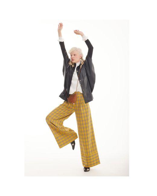 Julia Allert Yellow Button Front Palazzo Trousers