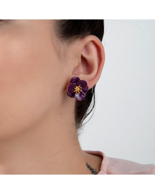 Milou Jewelry Purple Blossom Flower Earrings