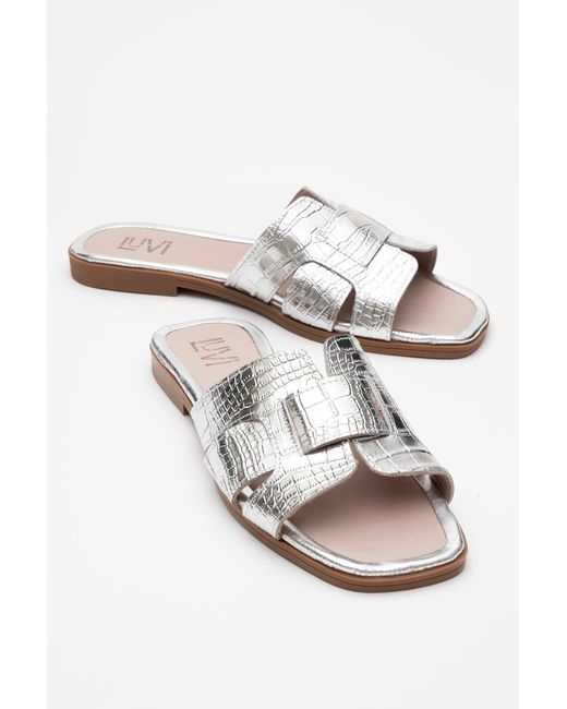 Forever & Always Shoes White Notre Leather Slide Sandal