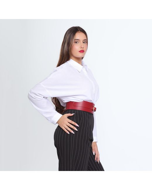 Haute Cuir Red Athea Wide Leather Belt
