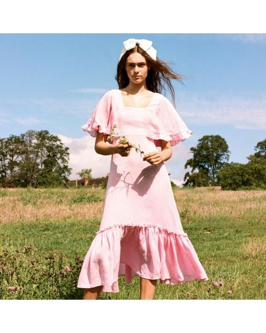 Lisa The Label Pink La La Lady Venetian Dress Organic Linen