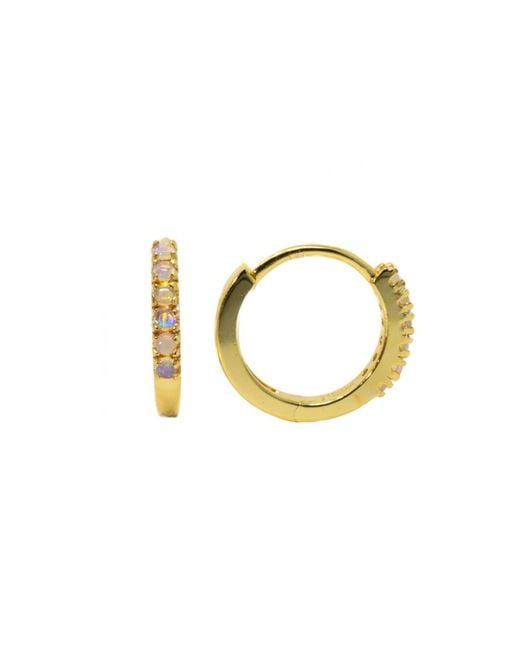 NASI SILVER Metallic Adaya Huggie Hoops- Opal