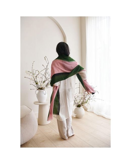 Variously Green Iris Kiwi Cashmere Merino Handwoven Scarf