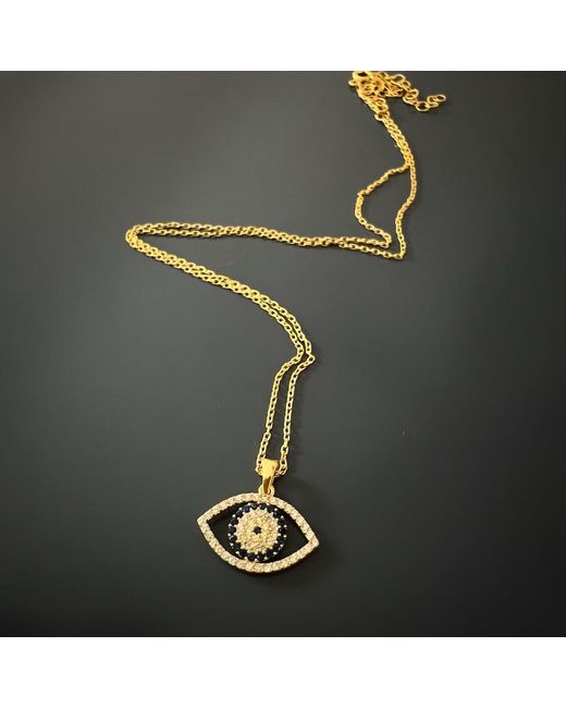 Ebru Jewelry Metallic Sparkly Evileye Necklace
