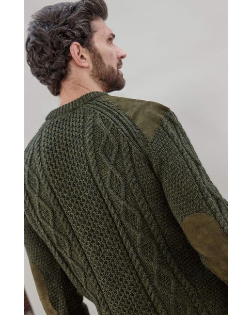 Paul James Knitwear Green Chunky Merino Wool Archiee Shooting Jumper for men