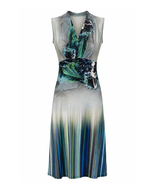 Conquista Green Abstract Ombre Midi Dress