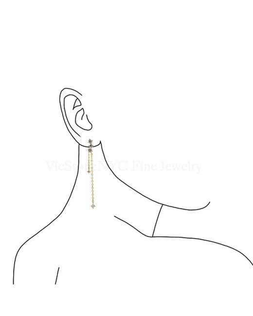 VicStoneNYC Fine Jewelry Metallic Lab Diamond Double Layer Earrings
