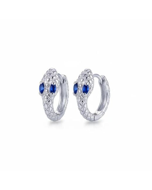 Angel Barocco Blue Small & Dainty Snake Hoops Earrings