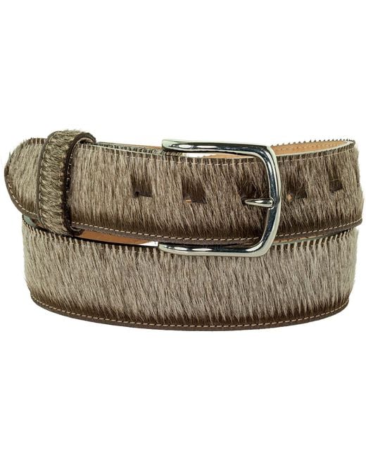 Peachy Belts Ltd Metallic Brindle Cowhide Leather Belt With Steers Head Buckle