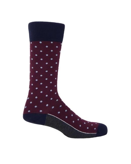 Peper Harow - Made in England Purple Burgundy Pin Polka Tie & Socks Groom's Set for men