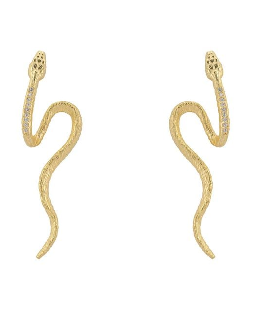Latelita London Metallic Pharaoh Twist Snake Earrings Gold