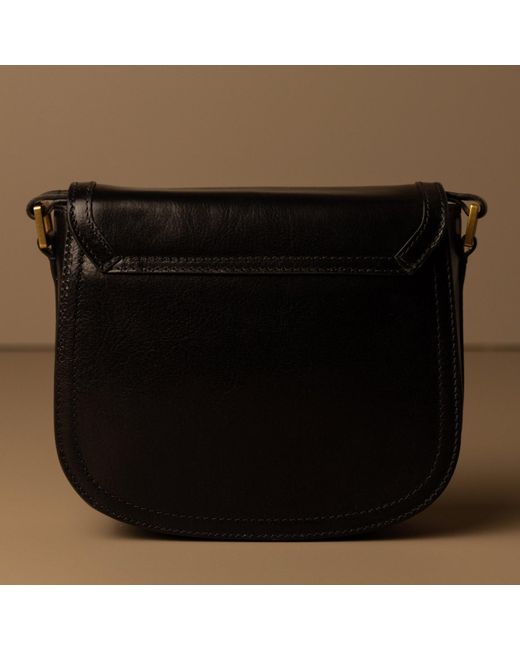 Time Resistance Black Leather Saddle Bag