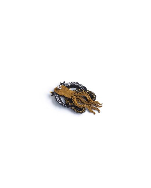Nana Watanabe Black Arrow & Octopus Embroidery Earrings