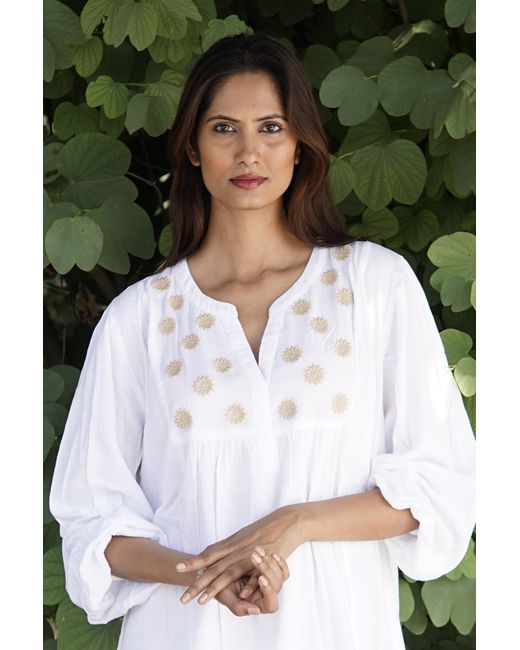 La Mandarine Blue Kaftan, Hand Embroidered Kaftan, Boho Embroidered Beach Kaftan. Handmade Beach Coverup