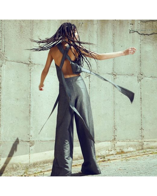 Mirimalist Gray Wrap Around Linen Top