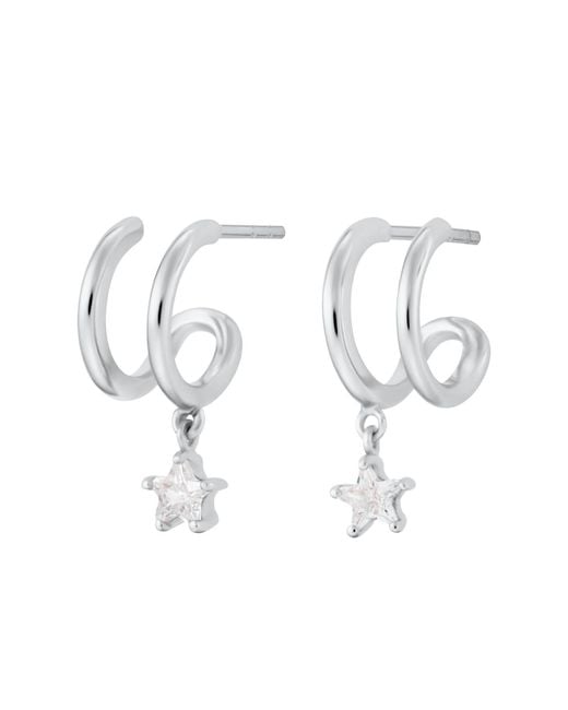 Scream Pretty Metallic Illusion Hoop Earrings With Star Drop