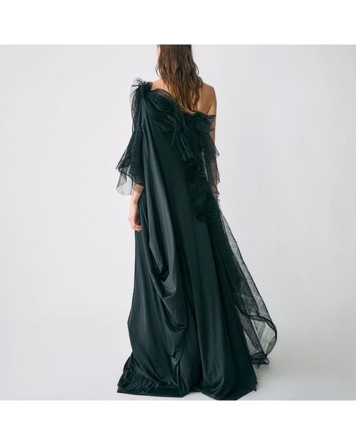 Miro Misljen Black Ethereal Drape Gown