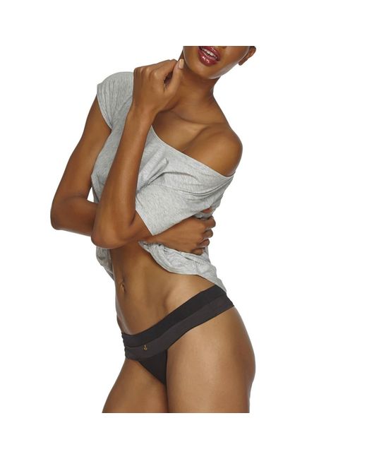Tallulah Love Black Minnie Pima Cotton & Satin Thong