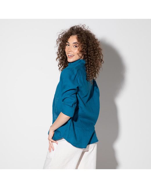 Maison Tangerine Blue Linen Shirt Azure