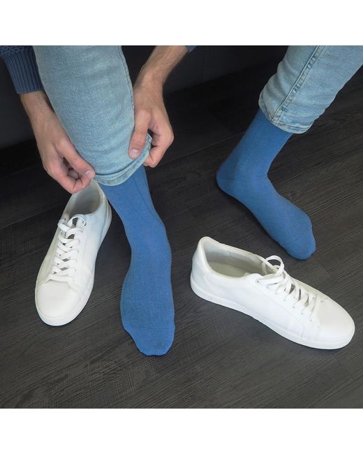 Peper Harow - Made in England Blue Indulgent Cashmere Socks for men
