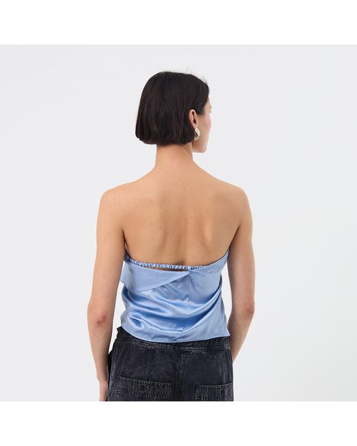 Ccy Currency Blue Halterless Frill Top