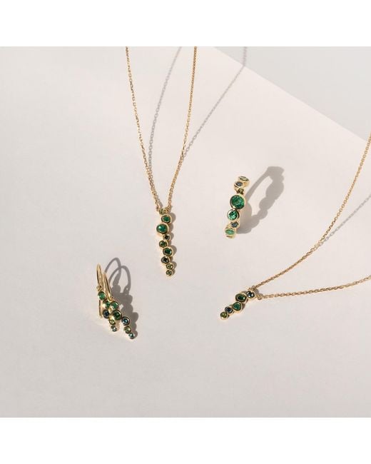 Dower & Hall Metallic Solid & Emerald Small Cascade Earrings