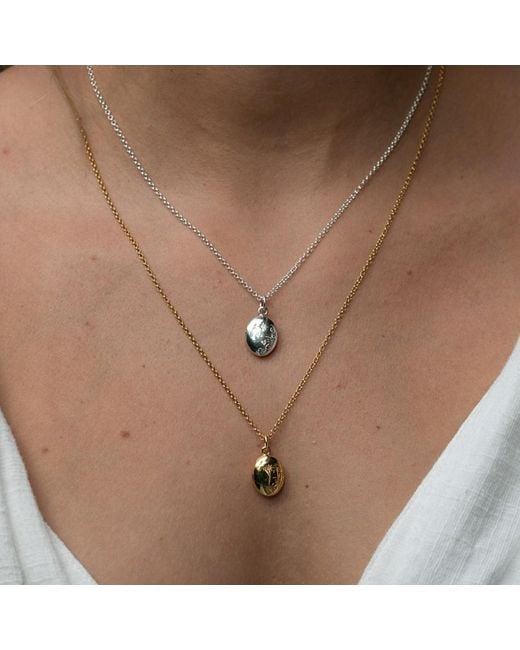 Lily Charmed Metallic Sterling Tiny Celestial Locket Necklace
