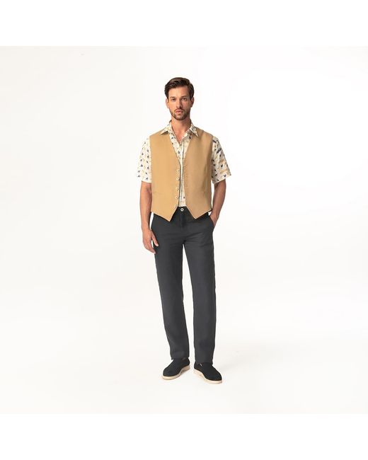Haris Cotton Gray Linen Pants Marine for men