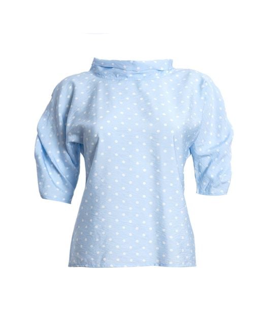 Bianca Popp Blue Puff Blouse With Collar