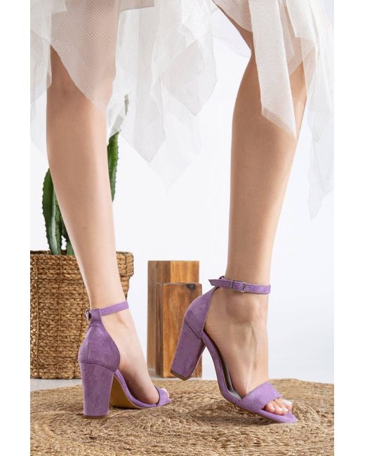 Forever & Always Shoes Purple Melissa Suede Sandals With Pearls
