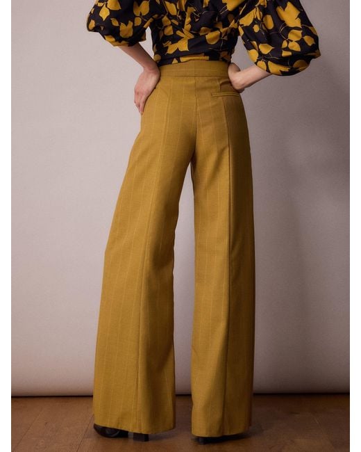 Amanda Thompson Couture Natural Anderson Trouser Mustard Pinstripe