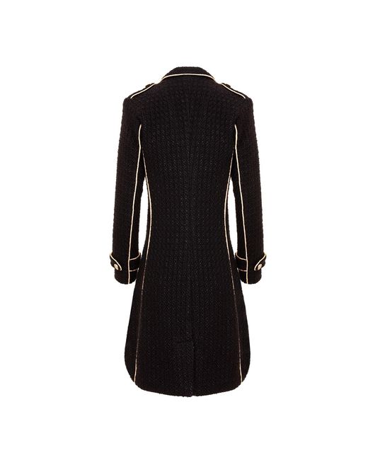 AVENUE No.29 Black Double Breasted Military Coat With Contrast Buttons –
