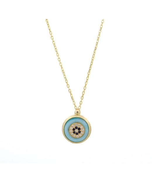 Ebru Jewelry Metallic Enamel Evil Eye Pendant Necklace