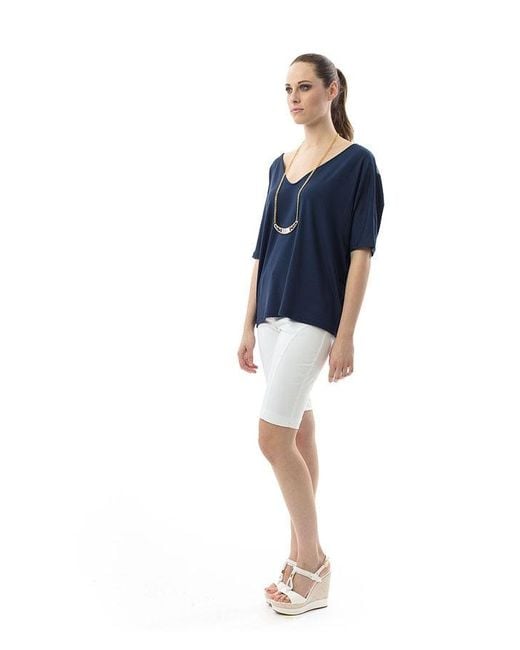 Conquista Blue Short Sleeve Batwing Top