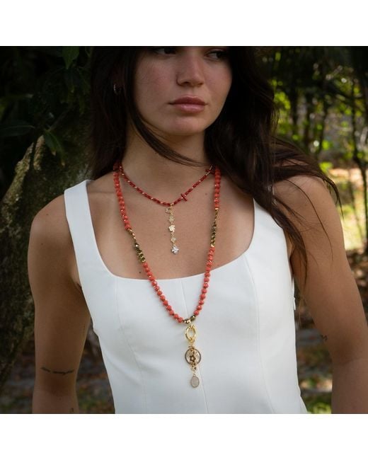 Ebru Jewelry Metallic Journey Of Love Mom Pendant Beaded Necklace